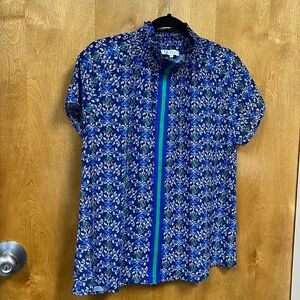 GROSGRAIN RIBBON TOP ribbon BLOUSE M NWT. shirt. NAVY AND KELLY GREEN. Summer